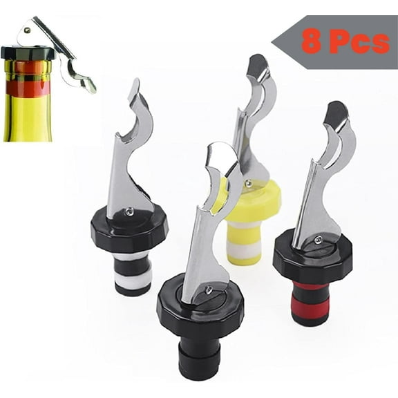 LQQBOX 8 Pcs Wine Bottle Stoppers for Glass Bottles, Soda Coke Bottle Stoppers for Champagne, Carbonated Drinks, Food-safe Silicone Reusable Pressurized Corks, Creates Airtight Seal To Keep Fizz