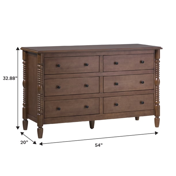 Dark Brown 6-Drawer Dresser | Durable dress - Walmart Business