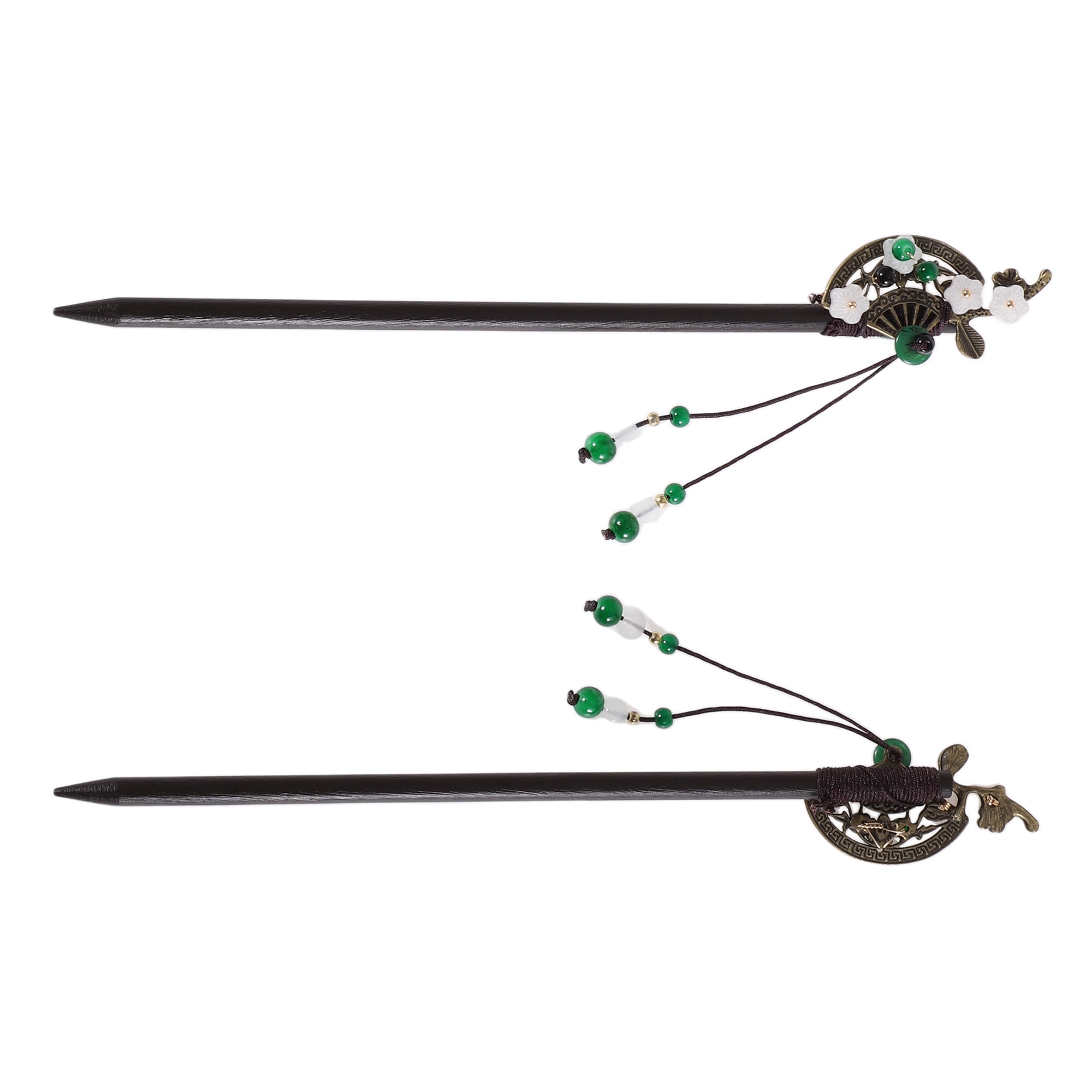 Unique Bargains Hair Stick Pin for Women 1Pc Black, Green [Flower Fan]