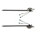 thumbnail image 4 of Unique Bargains 1 Pc Hair Chopstick Classic Flower Fan Hair Hairpin Black Green, 4 of 5