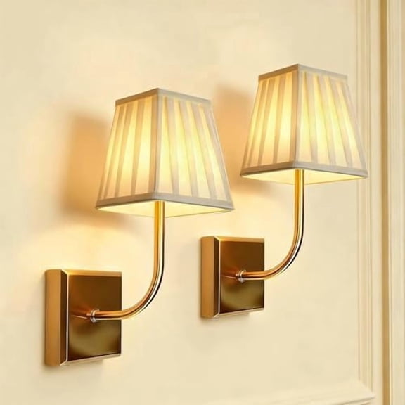 Battery Operated Wall Sconce Set of 2, Dimmable Wireless Gold Wall Lamp with 5200mAh Battery, Rechargeable Wall Light Fixtures with Switch and Remote for Living Room Bedroom Hallway Bathroom