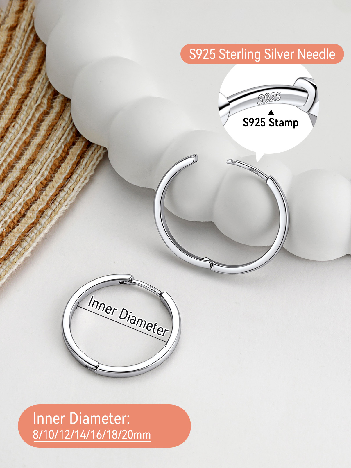 FaithHeart Women's Sterling Silver Huggie Hoop Earrings photo 7