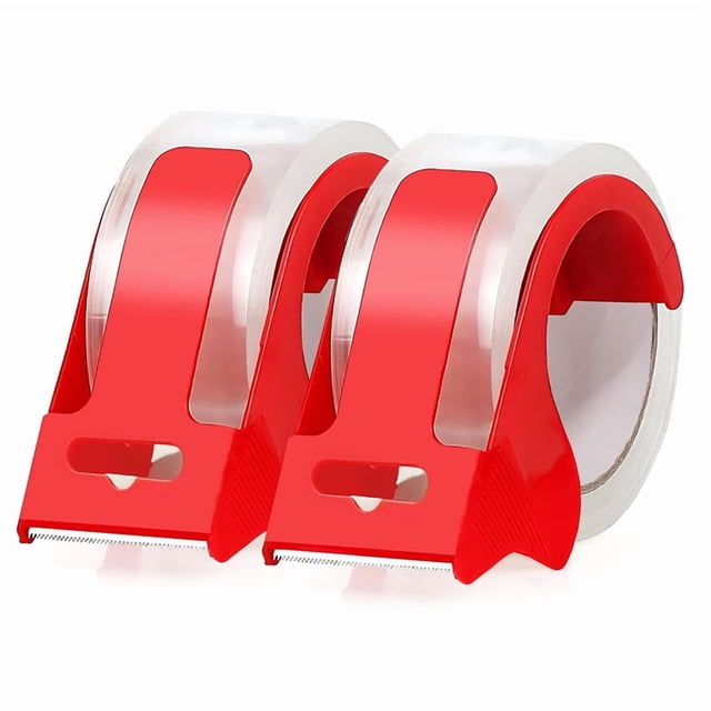 2Rolls Packing Tapes with 2 Refillable Dispenser,Heavy Duty Packaging Tape 1.88 Inch X 55Yards,Adhesive Packaging Tape