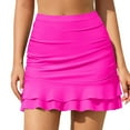thumbnail image 2 of TODOZO Swim Skirts for Women 2025 Trendy Womens Swim Skirts with Tummy Control Swim Skirt Cover Up Solid Color Fashionable Casual Ruffle Edge Two Layer Triangular Short Skirt Swimming Pants, 2 of 9