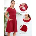 thumbnail image 5 of Women's Nursing Dress Summer Short Sleeve Patchwork Pregnancy Clothes with Pockets,Medium, 5 of 8