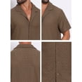 thumbnail image 7 of DARING DIVA Men's Hollow Jacquard Camp Collar Short Sleeve Beach Texture Shirts 2XL Brown, 7 of 7