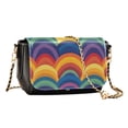 thumbnail image 2 of Leather Clamshell Crossbody Bag 10.4x5.5x3.7Inch Women's Crossbody Handbags Shoulder Purse Bank Card Bag Cash Bag Key Bag Pretty Rainbow, 2 of 7