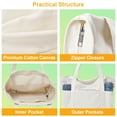 thumbnail image 6 of Muka Large Canvas Tote Bag with Multiple Pockets, Heavy Duty Natural Grocery Zipper Bag, 6 of 7