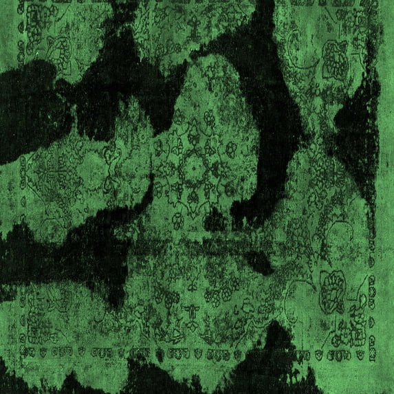 Ahgly Company Indoor Square Abstract Emerald Green Modern Area Rugs, 6' Square