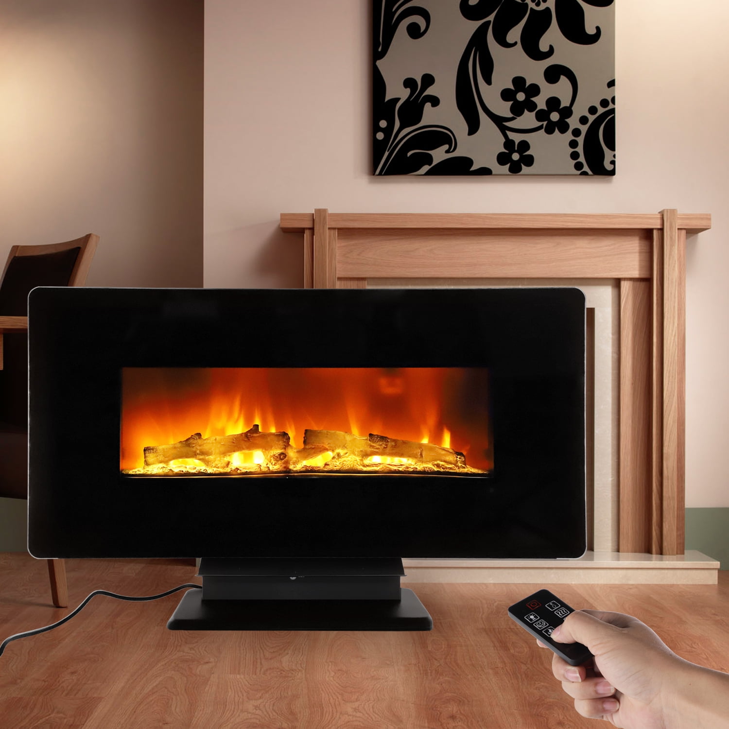SYNGAR 36 inch Wall Mounted Electric Fireplace, 6 Flame Colors, Dual Modes,  Remote Control with Timer, Adjustable Heat and Flame Color, 1400W, Fireplace  for Living Room, Kitchen, D4912 - Walmart.com
