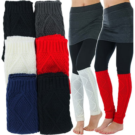 ToBeInStyle Women's Pack of 6 Cozy Leg Warmers - Diamond Patterned