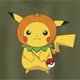 thumbnail image 2 of Junior's Pokemon Halloween Pumpkin Pikachu Racerback Tank Top Military Green Large, 2 of 4
