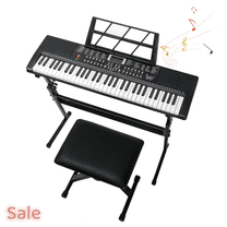 Tcbosik 61 Key Keyboard Piano for Beginners with Stand and Bench, Built-In Speakers, Headphone, Microphone, Music Rest, LED Screen and 3 Teaching Modes, Black