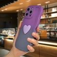 thumbnail image 3 of for iPhone 15 Pro Max Gradient Wavy Case with Wrist Strap Lanyard Cute Love Heart Curly Wave Frame Design Solid Color Soft Silicone Shockproof Cover for Girls Women 6.7 inch, Purple/Grey, 3 of 12