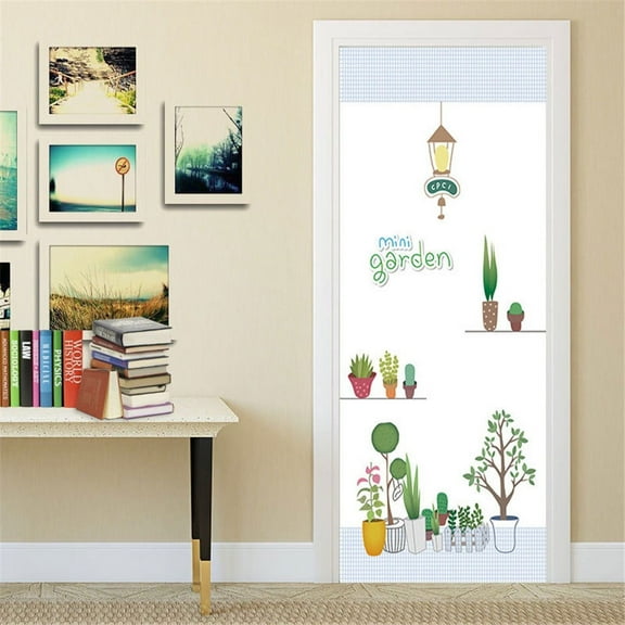 Door Sticker PVC Peel and Stick Wallpaper Waterproof Poster Flower Sea Wall Art Mural Decals Home r