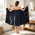 thumbnail image 5 of Qonioi Women’s Adjustable Wearable Bath Towel Wrap, Sarong with Pockets for Beach Pool, Quick-Dry Cover-Up for Shower Swim, Black, 5 of 6