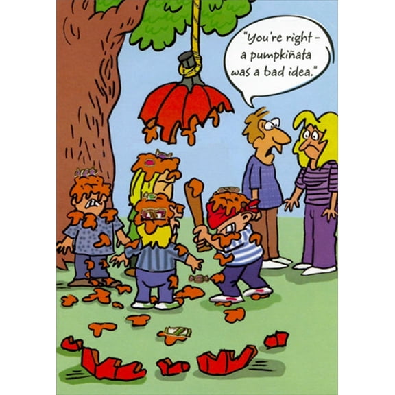 Designer Greetings Kids with Smashed Pumpkin Pinata Funny : Humorous Halloween Card for Friend