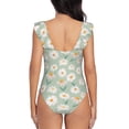 thumbnail image 6 of Yiaed Daisies Flowers Print Women's Ruffled One Piece Swimsuit V Neck Swimwear Slimming Monokini for Woman-X-Large, 6 of 8