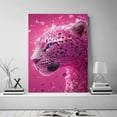 thumbnail image 4 of Mudket Glitter Pink Leopard with Crystals Framed Canvas Wall Art, Cute Girly Pink Leopard Wall Art Trendy Decor for Girls Bedroom, Dorm, Vanity Room, Ready to Hang - 40"L x 28"W, 4 of 10