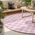 thumbnail image 3 of Round Rugs 3Ft, Pink Plaid Round Area Rug Washable Indoor Throw Carpet, Farmhouse Art Checkered Modern Small Non Slip Circle Rug for Bedroom Living Room Home Decor Aesthetic, 3 of 8