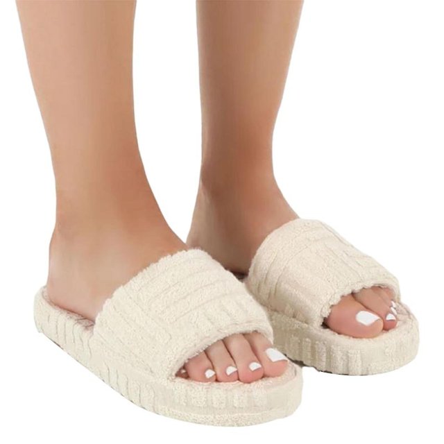 Towelling Slider Slippers For Women Girls Slip-on P Shoes Hold