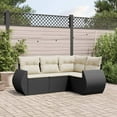 thumbnail image 1 of vidaXL 4 Piece Garden Sofa Set with Cushions Black Poly Rattan, 1 of 5