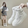thumbnail image 3 of Botas de nieve altas con forro polar para mujer, zapatos casuales cálidos de estilo coreano para estudiantes de invierno, zapatos de algodón, 3 of 6