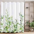 thumbnail image 3 of Greenery Eucalyptus Shower Curtain Sets, Bright Green Watercolor Leaves Plant with Floral Bathroom Decoration 71x71 Inch with Hooks, 3 of 6