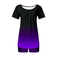 thumbnail image 6 of Lovskoo Lounge Sets for Women Casual Round-Neck Short Sleeve Two-Piece Comfortable Home Pajamas Sports Set Purple, 6 of 7