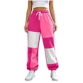 thumbnail image 3 of Lmnyox Women's Sweatpants Color Blocked High Waist Drawstring Trousers Comfy Outdoor Sports Pants with Pockets, 3 of 6