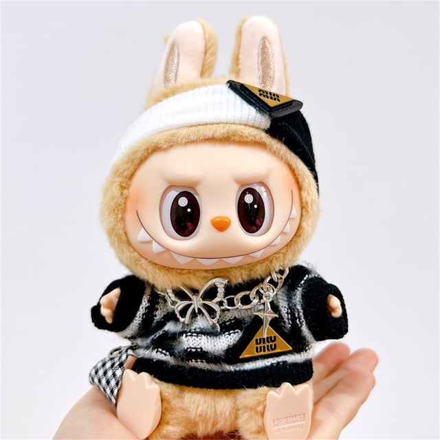 JGTUY Labubu Peluche Poupée Robe Vêtements de Poupée Sans Jouet Ensemble Simple de Vêtements de Poupée en Tissu Labu 3.9 Pouces (10 cm) Version Simple Mignonne Ensemble Vêtements de Poupée pour Labubu (Sans Poupée)