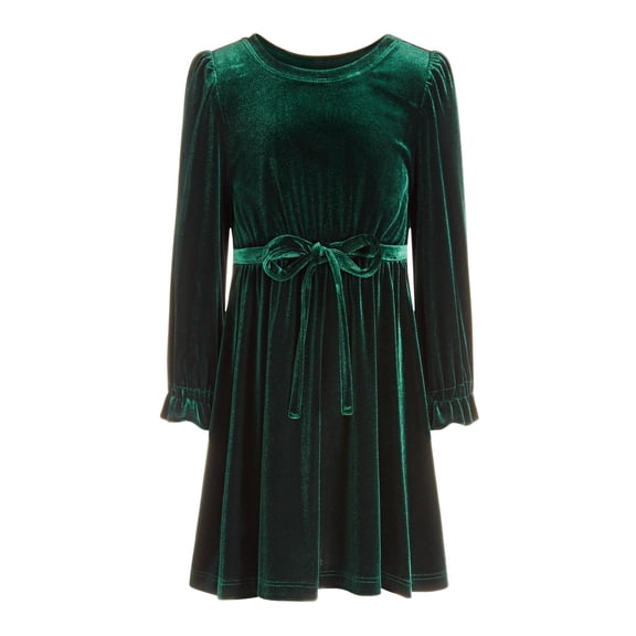 INC International Concepts Little Girls Stretch Velour Dress Pine Green XL
