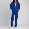 thumbnail image 2 of Sweatsuits Women 2 Piece Outfit Fleece Zip Up Jacket Oversized Hoodie Jogger Sweatpants Set Cozy Matching Sweat Sets Blue L, 2 of 3