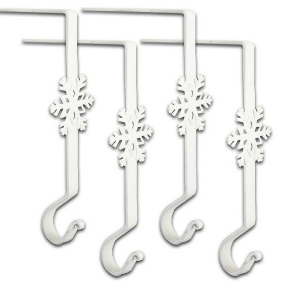 Wrought Iron Christmas Stocking Hanger 8"-Snowflake- White (Set of 4) by Park Designs