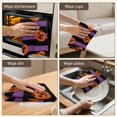 thumbnail image 6 of 2 Pcs Funny Kitchen Towels,Halloween Purple and Black Striped Pumpkins Microfiber Dish Towels,Kitchen Tea Towels,Kitchen Towel Set (18" X 26"), 6 of 7
