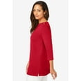 thumbnail image 3 of Jessica London Women's Plus Size Boatneck Tunic Top 3/4 Sleeve Shirt  Loose Fit, 3 of 5