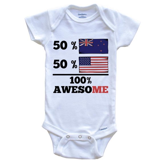 50% Kiwi 50% American 100% Awesome Funny Baby Bodysuit - Kiwi Flag New Zealand Baby Bodysuit
