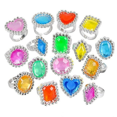 Powerful Plastic Jewel Ring - 144 Pieces Plastic Gem Ring for Kids - Assorted Toy Giveaways, Princess Party Favors, Creative Costume Accessories, Birthday Loot Bags and Piñata Filler