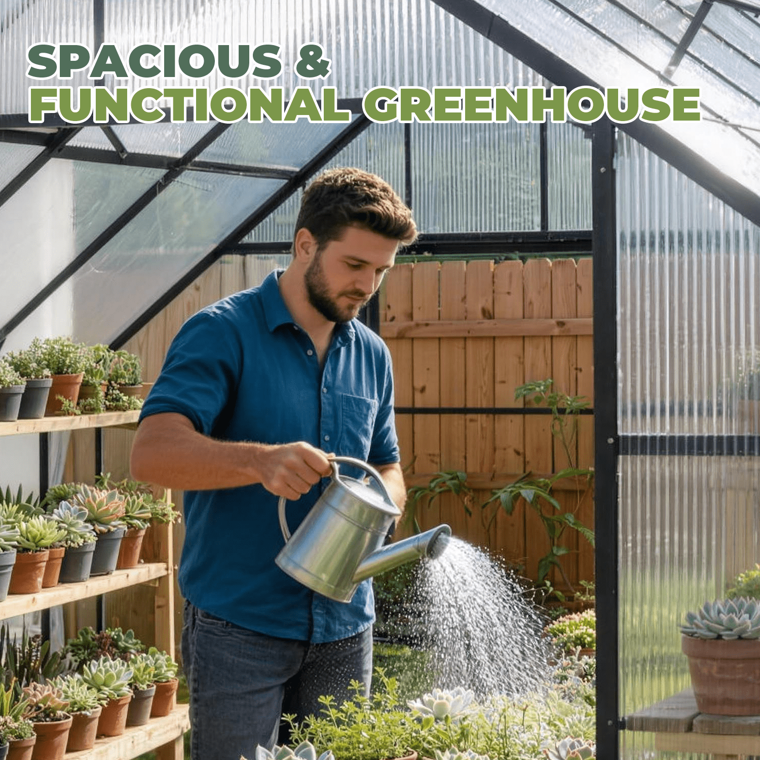 BaPiPro 12x8 ft Heavy-Duty Walk-in Greenhouse, Polycarbonate Panels, Aluminum Frame, UV-Protected Waterproof Outdoor for Garden Backyard Plant Growing
