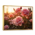 thumbnail image 2 of Designart "Pink Roses landscape With Sunset" Floral Floater Framed Wall Art Living Room, 2 of 7