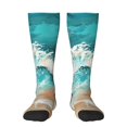 thumbnail image 2 of Lsque Ocean Wave Crash Printed Crew Socks Men's Women's LightWeight Thin Casual Calf Socks ,Knee High Socks,Cotton Socks, 2 of 9