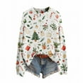 thumbnail image 4 of WZXFASHION Chandails de Noël pour Femmes 2025 Col Rond Vacances d'Hiver Mignons Chandails en Liquidation Demi-Fermeture à Glissière Chandail à Capuchon, 4 of 8