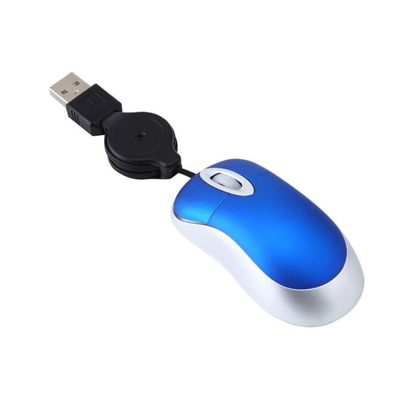 Mini Wired Optical Mouse with Retractable USB Cable, 1000 DPI, Plug & Play, Portable Travel Computer Mouse for Laptop and Desktop