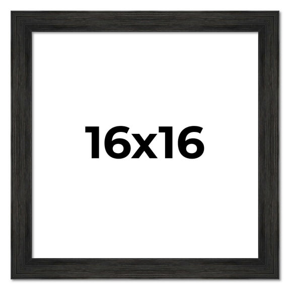 16x16 Distressed Black Wood Picture Square Frame - Includes UV Acrylic, Foam Board Backing & Hanging Hardware