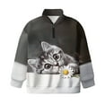 thumbnail image 4 of Chririnla 3D Cat Daisy Girls Quarter Zip Up Sweatshirt Half Zipper Pullover Sweatshirt Lightweight Comfy Casual Fall Winter Athletic Top Sportswear Size 13-14, 4 of 7
