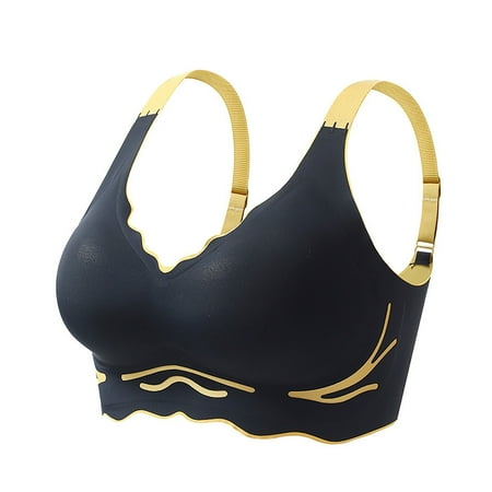 eileial Women s Bra Non Wired Underwear Ladies Padded Full Cup Bras without Underwire with Padding Seamless Bustier Underwear Lette Soft Breathable Black XXXXL