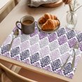 thumbnail image 3 of Purple Boho Flowers Placemats Set of 6 Modern Luxurious Geometric Floral Place Mats Indoor Wipeable Table Mats Washable Cloth Dining Table Placemats for Kitchen Holiday Party Home Decor 13x19 Inch, 3 of 9
