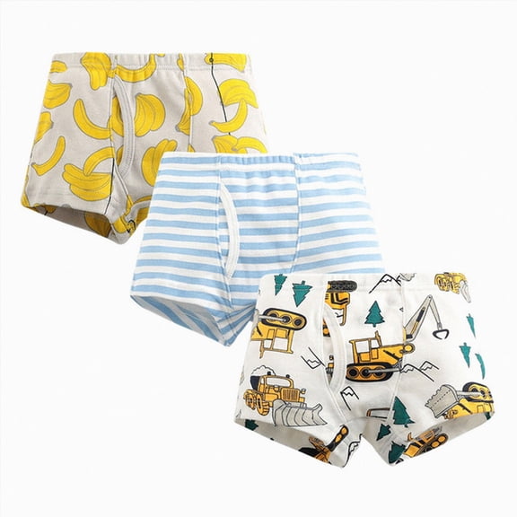 Splozh Boys Boxer Briefs Kids Toddler Baby Boys Underwear Cute Cartoon Briefs Shorts Pants Cotton Underwear Trunks 3PCS,Blue,7-8 Years