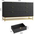 thumbnail image 5 of EastVita 53.5 inch Wide Modern 6 Drawer Dresser Wide Chest with Gold Metal Legs and Handles Wood Storage Organizer for Bedroom Living Room Hallway Black, 5 of 8