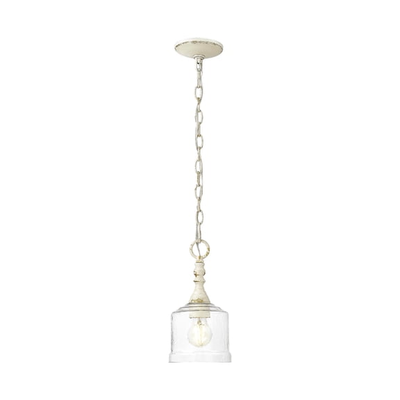 Golden Lighting Keating 1-light Pendant in Antique Black Iron and Hammered Water Glass